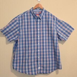 Izod Casual Blue and White Plaid Button Down Shirt
